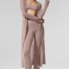 Cardigan lungo in cashmere trasparente - Grigio talpa