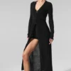 Cardigan lungo in cashmere trasparente - Nero