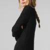 Cardigan lungo in cashmere trasparente - Nero