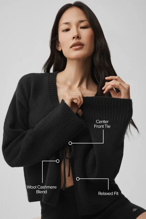 Cardigan New Class in lana e cashmere con cravatta - Nero