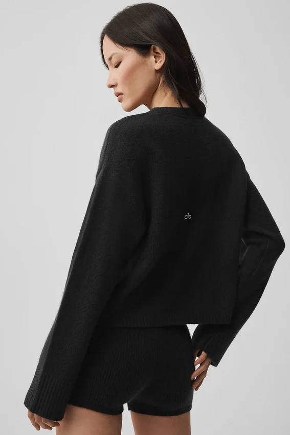Cardigan New Class in lana e cashmere con cravatta - Nero