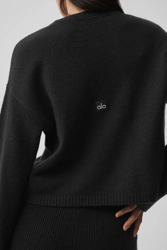 Cardigan New Class in lana e cashmere con cravatta - Nero