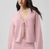 Cardigan New Class in misto lana e cashmere con chiusura a laccio - Rosa vintage