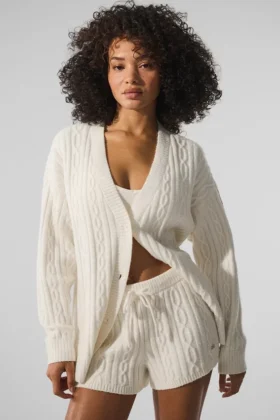 Cardigan Winter Bliss a trecce - Avorio