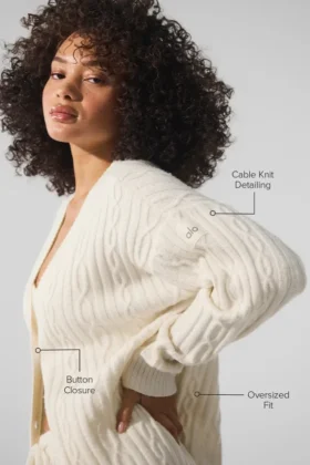 Cardigan Winter Bliss a trecce – Avorio