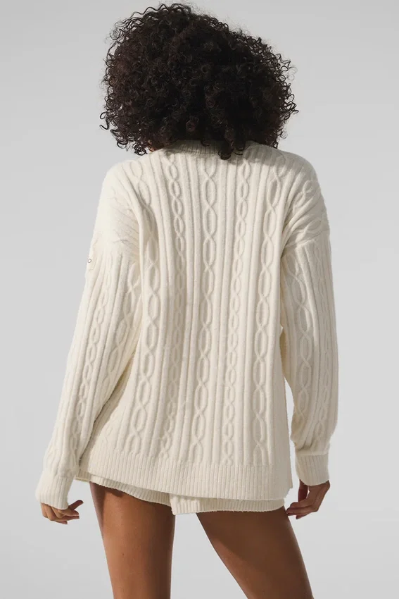 Cardigan Winter Bliss a trecce - Avorio
