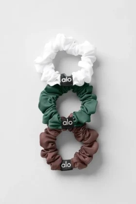 Confezione da 3 mini elastici Fresh - Marrone pietra/Bianco/Verde trifoglio