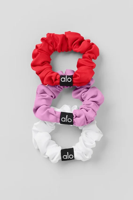 Confezione da 3 mini elastici Fresh - Rosso brillante/Rosa cuore caramella/Bianco