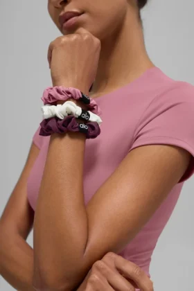Confezione da 3 mini elastici per capelli Fresh – Borgogna/Rosa selvatica/Avorio