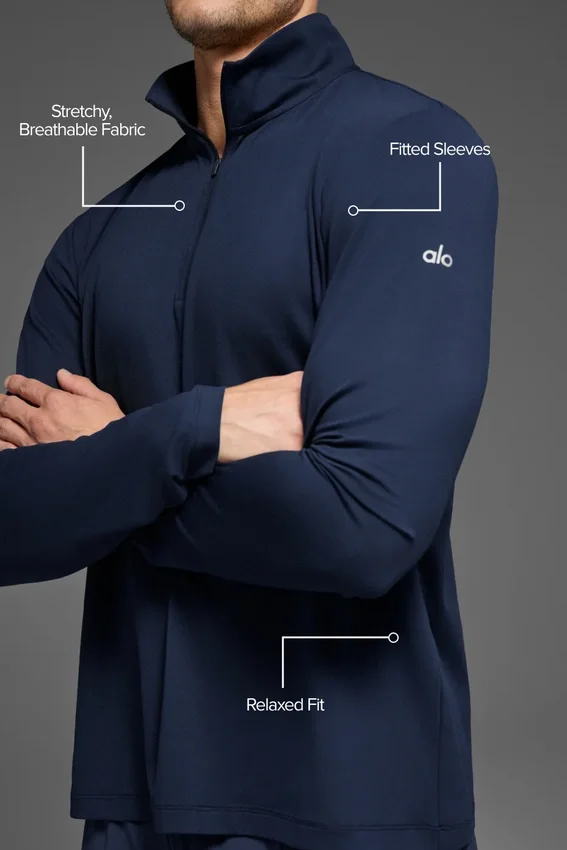 Conquer 1/4 Zip Reform maniche lunghe - Blu navy