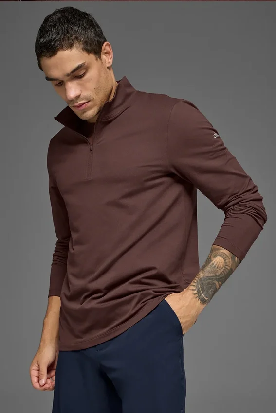 Conquer 1/4 Zip Reform maniche lunghe - Brownstone