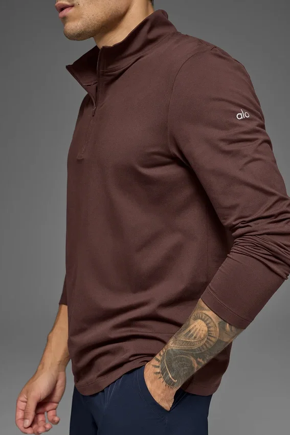 Conquer 1/4 Zip Reform maniche lunghe - Brownstone