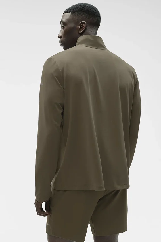 Conquer 1/4 Zip Reform maniche lunghe - Verde oliva