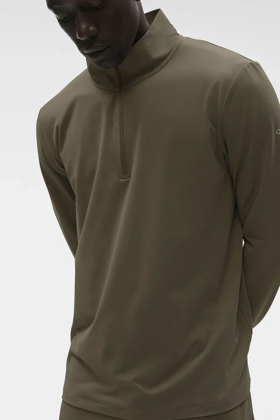 Conquer 1/4 Zip Reform maniche lunghe - Verde oliva