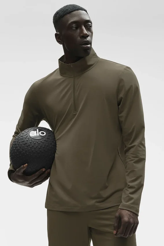 Conquer 1/4 Zip Reform maniche lunghe - Verde oliva