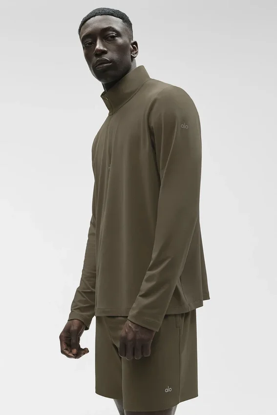 Conquer 1/4 Zip Reform maniche lunghe - Verde oliva