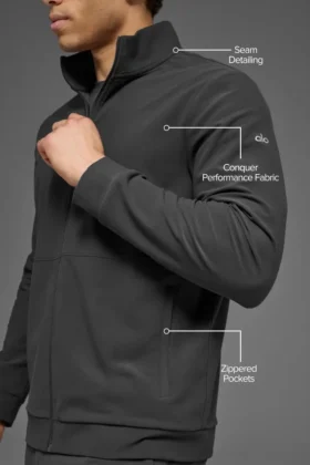 Conquer Max con collo alto e zip integrale – Antracite