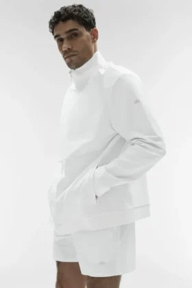 Conquer Max con collo alto e zip integrale - Bianco