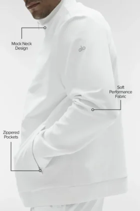 Conquer Max con collo alto e zip integrale – Bianco