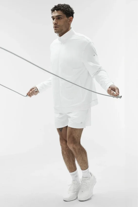 Conquer Max con collo alto e zip integrale - Bianco