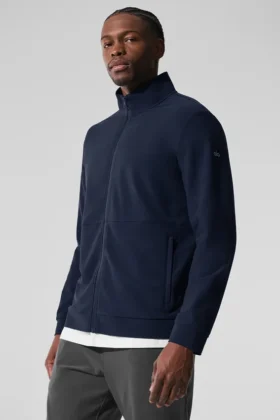 Conquer Max con collo alto e zip integrale - Blu navy