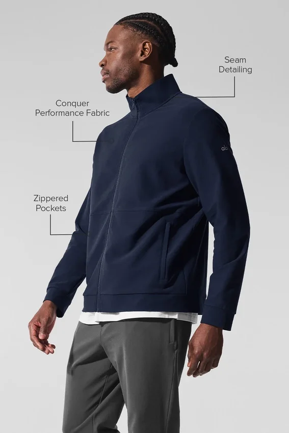Conquer Max con collo alto e zip integrale - Blu navy