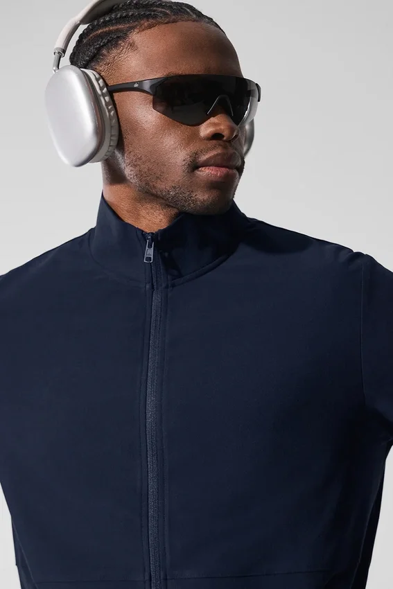 Conquer Max con collo alto e zip integrale - Blu navy