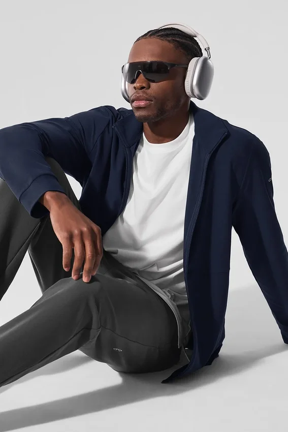Conquer Max con collo alto e zip integrale - Blu navy