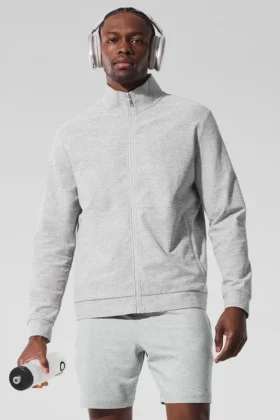 Conquer Max con collo alto e zip integrale - Grigio melange atletico