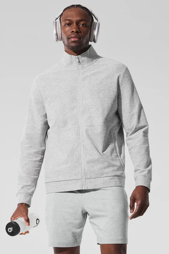 Conquer Max con collo alto e zip integrale - Grigio melange atletico