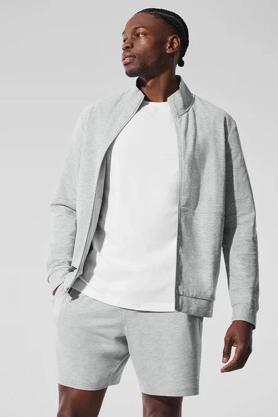 Conquer Max con collo alto e zip integrale - Grigio melange atletico