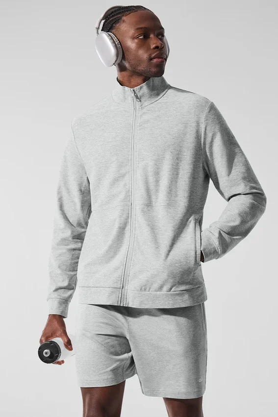 Conquer Max con collo alto e zip integrale - Grigio melange atletico
