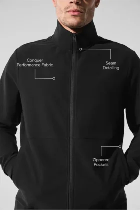 Conquer Max con collo alto e zip integrale – Nero