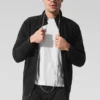 Conquer Max con collo alto e zip integrale - Nero