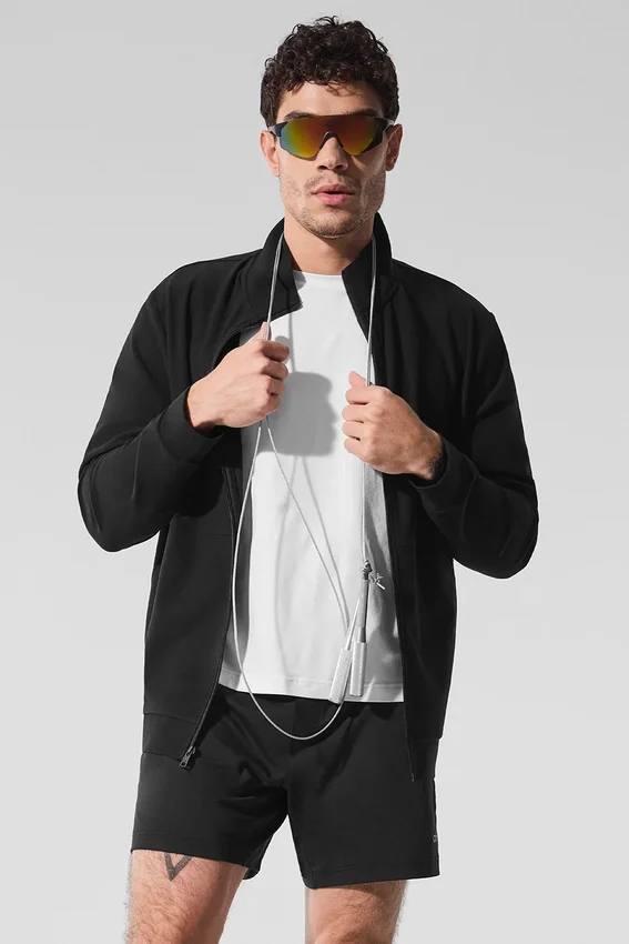 Conquer Max con collo alto e zip integrale - Nero