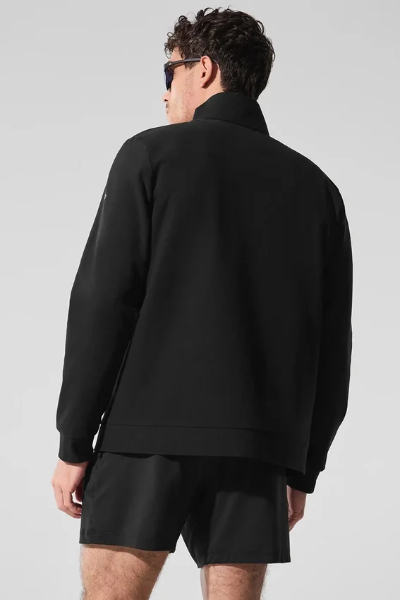 Conquer Max con collo alto e zip integrale - Nero