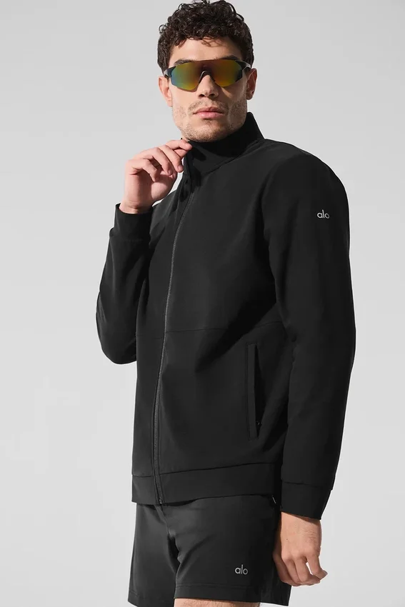 Conquer Max con collo alto e zip integrale - Nero