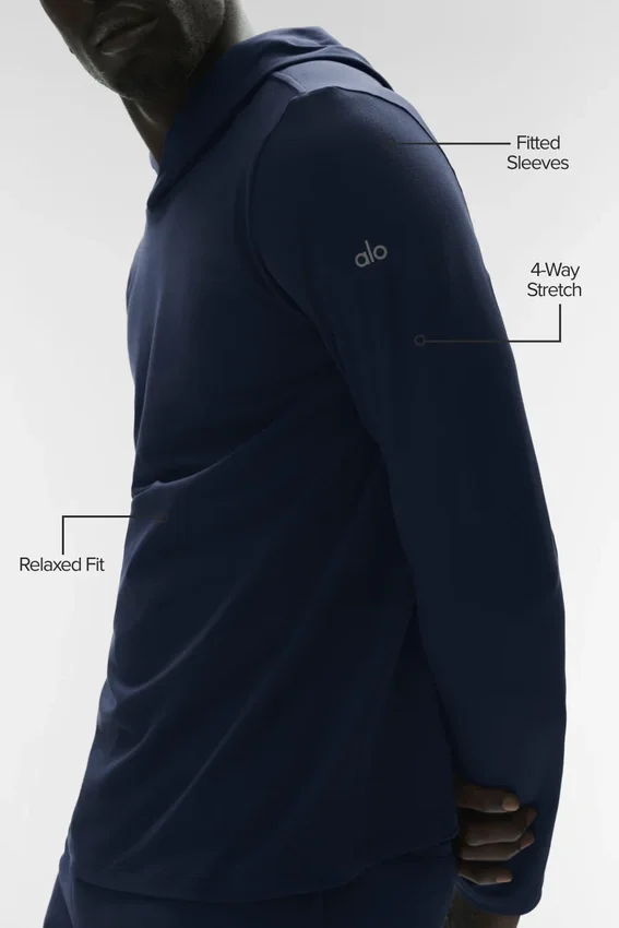 Conquer Reform a maniche lunghe con cappuccio - Blu navy