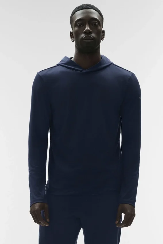 Conquer Reform a maniche lunghe con cappuccio - Blu navy