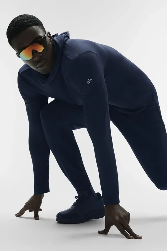 Conquer Reform a maniche lunghe con cappuccio - Blu navy