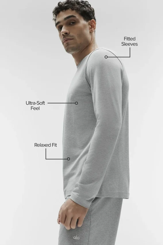 Conquer Reform Maglia a maniche lunghe con collo rotondo - Grigio melange atletico