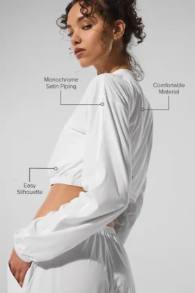 Copricostume corto Breezy con zip integrale – Bianco