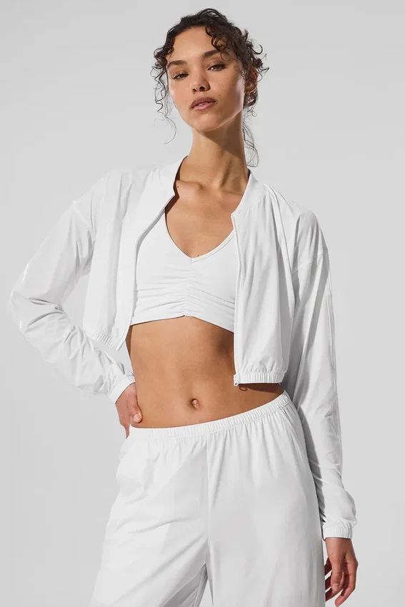 Copricostume corto Breezy con zip integrale - Bianco