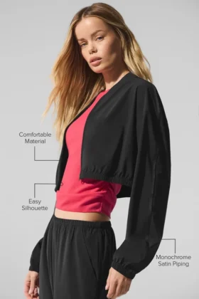 Copricostume corto Breezy con zip integrale – Nero