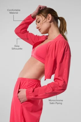 Copricostume corto Breezy con zip integrale – Rosso caramella