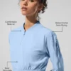 Copricostume corto e leggero con zip integrale - Blu conchiglia