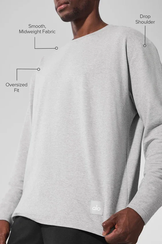 Double Take con maniche lunghe e collo rotondo - Grigio melange atletico