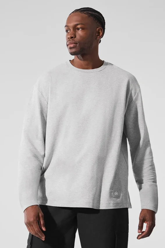 Double Take con maniche lunghe e collo rotondo - Grigio melange atletico