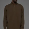 Double Take con maniche lunghe e zip a 1/4 - Espresso
