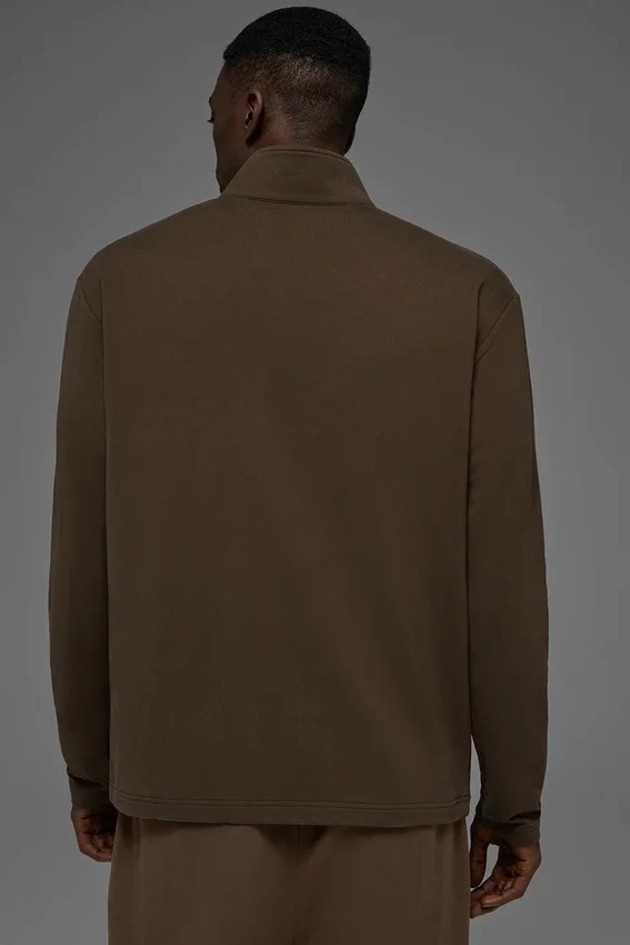 Double Take con maniche lunghe e zip a 1/4 - Espresso